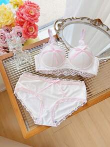 Belle Étoile 1PCS Pure And Cute Underwear Set, Women's Small Bust Gathering And Lifting Wireless Comfortable Lace Bra, Suitable For Daily Wear, Perfect For Giving To Besties, Friends, Or Lovers, The Most Sincere Gift - Bột trắng - Xem 2