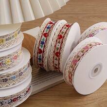 Dây ren thêu in họa tiết, rộng 2,5cm, dài 1/5 yard, thích hợp để làm nơ thủ công, phụ kiện đội đầu, quần áo, giày dép, mũ, phụ kiện, bao bì hoa và may vá cho người mới bắt đầu. - Nhiều màu B - Xem 4