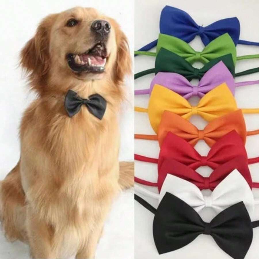 1pc Adjustable Pet Bow Tie Collar - Durable Polyester Material, Suitable For Small To Large Dogs And Cats - Multicolor - View 1