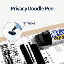 Bút đánh dấu bảo vệ thông tin cá nhân, đầu bút rộng 6mm/12mm/20mm/30mm, dùng để che phủ thông tin nhạy cảm trên phiếu giao hàng, văn phòng, nhà riêng, giao đồ ăn, bút đánh dấu chống rò rỉ mực. - Bút vẽ riêng tư - Xem 2