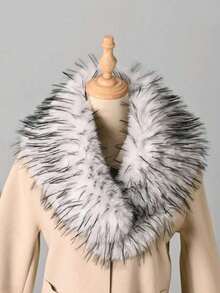 1 chiếc khăn quàng cổ giả lông cáo, phụ kiện thời trang - trắng - Xem 5