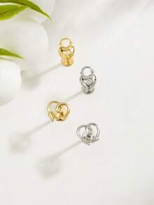 1pc Fashionable Minimalist Heart Lock Earrings, Suitable For Daily Wear - Heart - View 1
