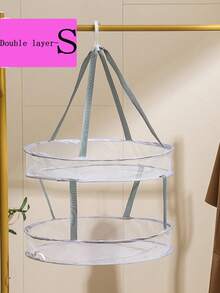 1pc Multi-Functional Drying Rack, Wall-Mounted Clothes Drying Rack, Double-Layer Drying Net, For Hanging Clothes & Pants, Foldable Clothes Drying Rack, Drying Basket, Suitable For Home And Travel Use - Clothes Rack - View 12