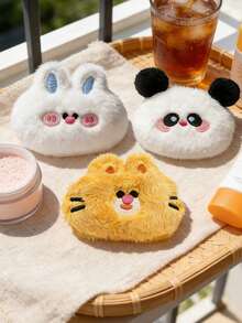 3/6/9pcs Cartoon Animal Plush Powder Puffs - Panda, Rabbit, Tiger Plush Powder Puffs, Non-Clumping Easy To Apply, Professional Setting Makeup Tool For Loose Powder/Compact Powder, Suitable For Beginners And Makeup Enthusiasts - Multicolor - View 6