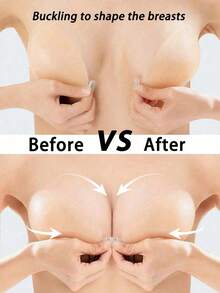 1片/10片装无缝隐形硅胶粘性聚拢文胸，无肩带露背隐形文胸，可重复使用防水乳贴，适合婚礼、礼服、派对装扮和日常穿着，母亲节礼物 - 彩色 - 查看 3