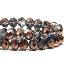 1pc Faceted Abacus Bead Crystal Flat Bead Multi-Color Loose Beads, Fashionable Colorful Cute Electroplated Versatile Craft DIY Beads For Bracelets, Necklaces, Jewelry Making, Phone Straps, Keychains - Transparent Semi-electroplated Brown - View 8