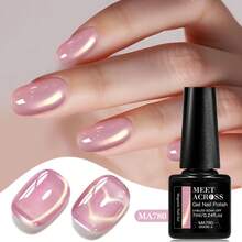 MEET ACROSS 7毫升裸色玻璃效果磁性猫眼凝胶指甲油，半永久可卸指甲油美甲 - 彩色 - 查看 9