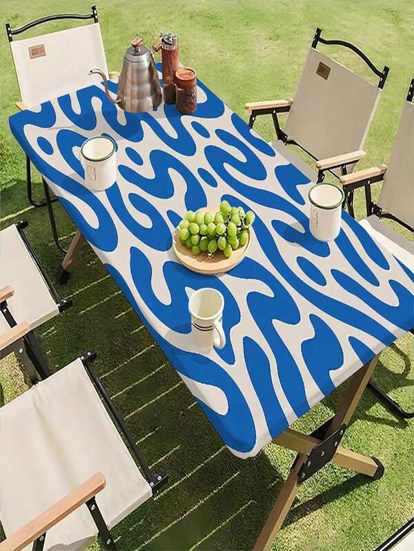 1pc Fresh Striped Tablecloth, Minimalist Style Decor, Polyester Material, Rectangular, Suitable For Dining Table, Coffee Table, Entryway, Party, Wedding, Picnic