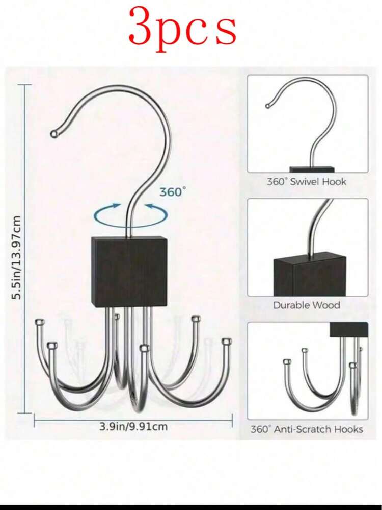 1-3 chiếc giá treo quần áo xoay 360°, có thể dùng để treo áo ngực, áo hai dây, cà vạt, khăn quàng cổ, ví, v.v., móc sáu ngạnh đa năng sáng tạo, thích hợp cho các bữa tiệc Halloween, Giáng sinh, Lễ Tạ ơn. - Nhiều màu - Xem 11
