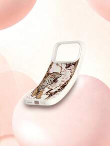 1个老虎樱花图案液态硅胶防震手机壳，兼容苹果Xs/Xsmax/Xr/11/12/13/14/15/16pro/Promax/14/15/16plus/17，男女通用礼品 - 米色 - 查看 4