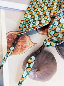 1 件新款防晒可调节腰带时尚女士长三角仿丝围巾双层围巾，多功能领巾头巾春夏披肩配饰。 - 綠色 - 查看 3