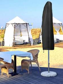 Outdoor Thick Beach Sunshade Umbrella Cover, Large Opening Patio Sun Umbrella Long Protective Cover, Anti-UV Anti-Rain Anti-Dust Protective Sleeve For Patio Umbrella - Black - View 1