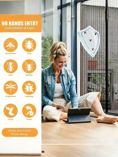 Màn chống muỗi mật độ cao, thoáng khí và trong suốt, không cần khoan hay dụng cụ để lắp đặt, phù hợp cho người già, trẻ em, nhà thuê, căn hộ, Airbnb, phòng ngủ, ban công, nhà bếp, phòng học, vách ngăn, vật dụng chống côn trùng thiết yếu trong gia đình mùa hè.