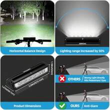 Super Bright 6 LED Bike Lights for Night Riding Rechargeable Bicycle Lights Waterproof Bike Headlight for Adults High lumens Bike Headlight and Tail Light Set for Ebike MTB Cycling Commuting - Negro - Ver 5
