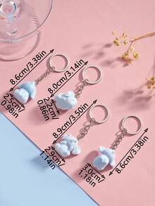 Chaveiro Fofo de Elefante Azul 3D Aveludado, Lindo Casal de Animais Ornamentais de Desenho Animado Pingente para Bolsa/Telefone/Chave, Acessórios de Carro Presentes de Festa, Cordões de Identificação Escolares com Suporte, Encantos de Acessórios de Bolsa de Carro - Multicolorido - Visão 4