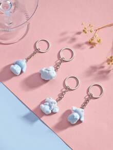 Chaveiro Fofo de Elefante Azul 3D Aveludado, Lindo Casal de Animais Ornamentais de Desenho Animado Pingente para Bolsa/Telefone/Chave, Acessórios de Carro Presentes de Festa, Cordões de Identificação Escolares com Suporte, Encantos de Acessórios de Bolsa de Carro - Multicolorido - Visão 3