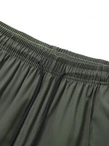 Men's Lightweight Outdoor Sports Pants, Straight Leg Jogging Trousers, Casual Drawstring Waist Thin Sports Pants, Spring/Summer - Army Green - View 7