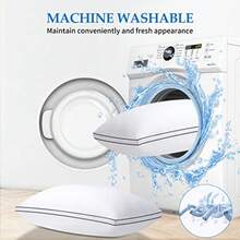 Pillows King Size Set of 2 Bed Pillow 2 Pack for Side and Back Sleepers Hotel Quality Down Alternative Gusseted King Pillow for Sleeping Soft and Supportive White - Blanco - Ver 7