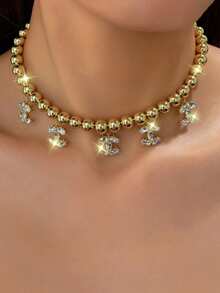 Dây chuyền hạt cườm CCB với mặt dây chuyền kim cương