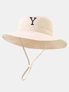 1顶幼儿A-Z字母刺绣渔夫帽，可调节防晒，适合儿童男孩女孩 - 1PC - 查看 26