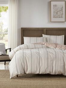 3件套100%涤纶浪漫复古花卉条纹印花被套组，2个枕套+1个被套（不含床单） - 彩色 - 查看 7