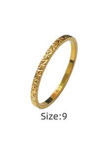 1pc French Minimalist Elegant Carved Asymmetrical Thin Hoop Ring, 316 Stainless Steel Material, 18K Plated Inside & Outside, Waterproof Fade-Resistant, Suitable For Daily Casual, Travel, Beach Wear, Stackable Design For Women - Thin "Crushed Ice" Women's Ring - View 15
