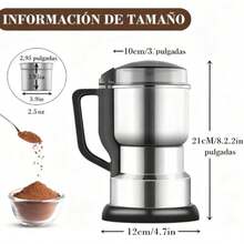 Molino de café eléctrico, molinillo de especias plateado de 150-300 W Funcionamiento con un solo toque para moler granos de café, especias, hierbas secas, frutos secos y mucho más. - Negro - Ver 3