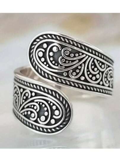 1pc Vintage, Fashionable And Creative Open Ring With Pattern, A Perfect Accessory Gift For Women To Wear On Various Occasions