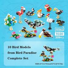 250+Pcs 10-In-1 Birds/Insects/Marine Life/Dinosaurs/Farm Animals Children's Educational Puzzle Building Blocks Set, Desktop Decor, Great Gift For Holidays, Birthdays - Multicolor - View 6