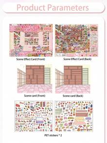 Extra Large Vintage General Store Scenery Stickers, Miniature Goods Storage Series Stickers, 3D Positioning Line DIY Decorative Collage Stickers - Rectangle - View 9