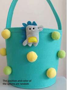1个毛毡拥抱桶，新生儿杂物玩具糖果零食卡通毛毡袋，婴幼儿手提包 - 彩色 - 查看 10