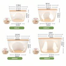 500ml/1000ml/2000ml/3000ml Leak-Proof Silicone Seal Freezer Bags, Reusable Silicone Food Storage Bags - Multicolor - View 6