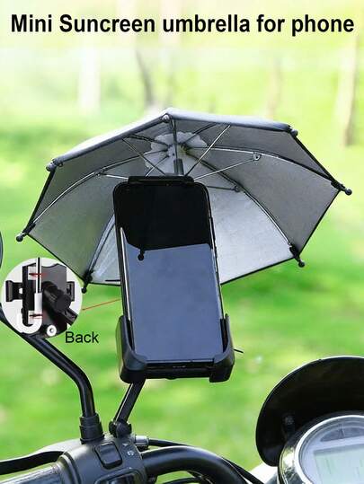 1set Mini Portable 10.63inch Mobile Phone Sunshade Umbrella(With Nylon Cable Ties&Fixator),Suitable For Motorcyle Mobile Phone Sunshade ,Car Mobile Phone Sunscreen,Caravan Must Haves,Parasol Umbrella,Car Accessories,E-Bike Mobile Phone Sunshade Accessories,Compatible With Various Phone Stands,Easy To Use