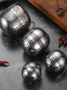 Stainless Steel Egg-Shaped Tea Infuser, Tea Strainer, Seasoning Ball For Soup, Tea Pot, Stewing Meat Spice Container - Silver - View 5