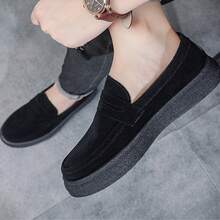 Popular Men's Casual Loafers, Leather Upper With Waterproof Design, Flat Non-Slip Sole, Suitable For Leisure, Entertainment And Camping - Black - View 9