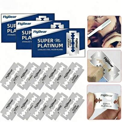 Double-Sided Razor Blades For Barbers, Men's Shaving Razor Blades, Stainless Steel Professional Haircutting Tools