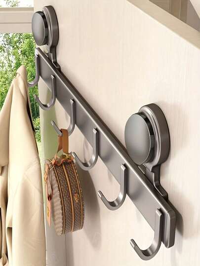 Móc treo tường 6 móc, keo dính dạng cốc hút, lưu trữ tiện dụng quần áo, khăn tắm, áo choàng tắm, đồ vật nhỏ, thích hợp cho phòng tắm, phòng ngủ, phòng vệ sinh, phòng khách, lối vào, sắp xếp nhà cửa, tiết kiệm không gian, thiết kế hiện đại, móc treo chắc chắn, dễ lắp đặt, giá treo đồ, tổ chức nhiều móc, không gian sống nhỏ, trang trí nhà cửa