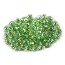 100pcs 8mm High Quality Glass Crystal Beads, Flat Round Loose Beads, Suitable For DIY Bracelet And Necklace Jewelry Making - Green - View 2