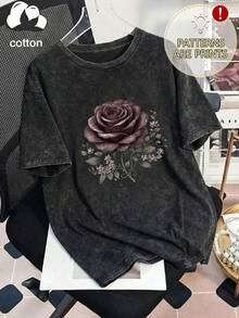 Áo thun nữ cỡ lớn màu hồng nhạt cổ tròn tay ngắn, kiểu dáng thường ngày, thích hợp mặc mùa xuân/hè/thu, phù hợp cho trang phục mùa hè, quần áo mùa hè, trang phục nghỉ hè, áo kiểu mùa hè cho nữ màu đen. - màu đen - Xem 1