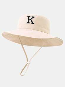 1顶幼儿A-Z字母刺绣渔夫帽，可调节防晒，适合儿童男孩女孩 - 1PC - 查看 23