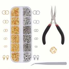 1 Hộp Khóa Tôm Hùm, Hạt Vòng, Bộ Dụng Cụ Làm Trang Sức, Dùng Để Tự Làm Vòng Tay, Lắc Tay, Dây Chuyền, Khuyên Tai, Đồ Thủ Công Trang Sức Và Sửa Chữa. - A - Xem 1