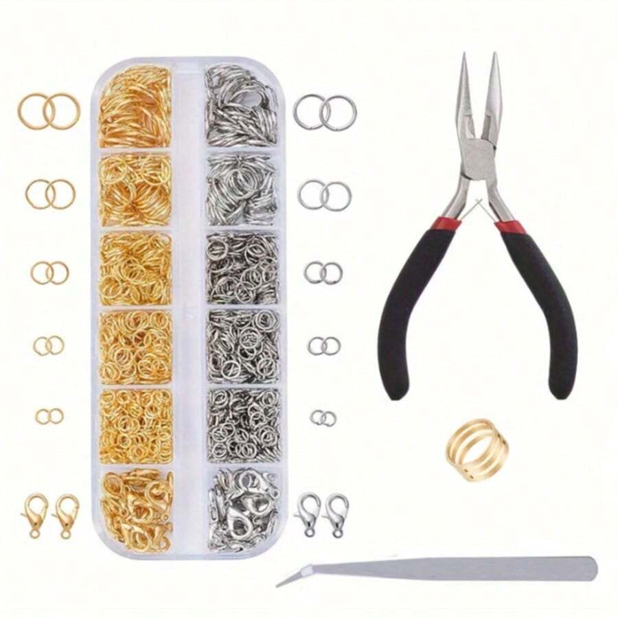 1 Hộp Khóa Tôm Hùm, Hạt Vòng, Bộ Dụng Cụ Làm Trang Sức, Dùng Để Tự Làm Vòng Tay, Lắc Tay, Dây Chuyền, Khuyên Tai, Đồ Thủ Công Trang Sức Và Sửa Chữa. - A - Xem 1