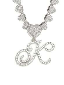 字母吊坠项链 迈阿密链条项链 女士嘻哈镶钻字母吊坠项链 珠宝礼物 - 愛心字母項鍊 - 查看 28