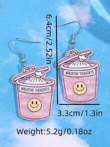 一对时尚精致百搭的酷炫小众创意嘻哈朋克垃圾桶亚克力吊坠耳环，适合女性日常、派对、通勤、假日等场合佩戴。 - 彩色 - 查看 5