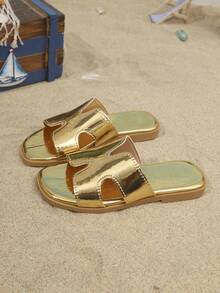 2026新款男女通用休闲拖鞋,简约优雅设计,适合夏季、海滩和旅行 - 金色 - 查看 5