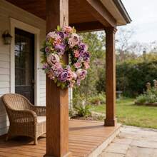 1pc 45cm/17.72in Romantic Vintage Style Artificial Simulated Peony Flower Hanging Decorative Wreath For Thanksgiving, Harvest, Christmas, Valentine's Day, Mother's Day, Weddings, Holiday Party Mantel, Wall, Door Window, Staircase Decorative Wreath, Thanksgiving Gift - C - 查看 6