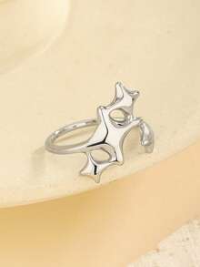 1 chiếc nhẫn hở hình ngôi sao bằng thép không gỉ sang trọng, thời trang, thích hợp làm quà tặng cho nữ, dự tiệc, họp mặt hoặc đeo hàng ngày. - Bạc - Xem 4