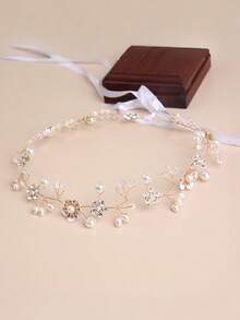 珍珠流苏编织波浪发箍，婚礼头饰配饰，优雅婚礼发型装饰，手工皇冠式发箍带梳子，适合婚礼、派对和度假 - 白色 - 查看 8