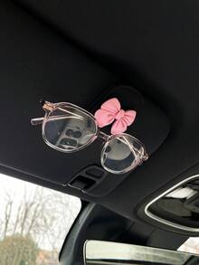 Creative Bowknot Car Glasses Clip, Sun Visor Mounted Fashion Glasses Storage Holder With Magnetic Attraction (Glasses Not Included) - A - View 7