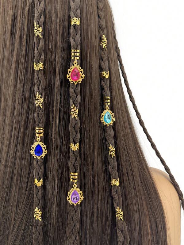 44pcs Exquisite Gemstone Hair Accessories, Suitable For Braids, Great For Women And Girls' Ball And Party Attire